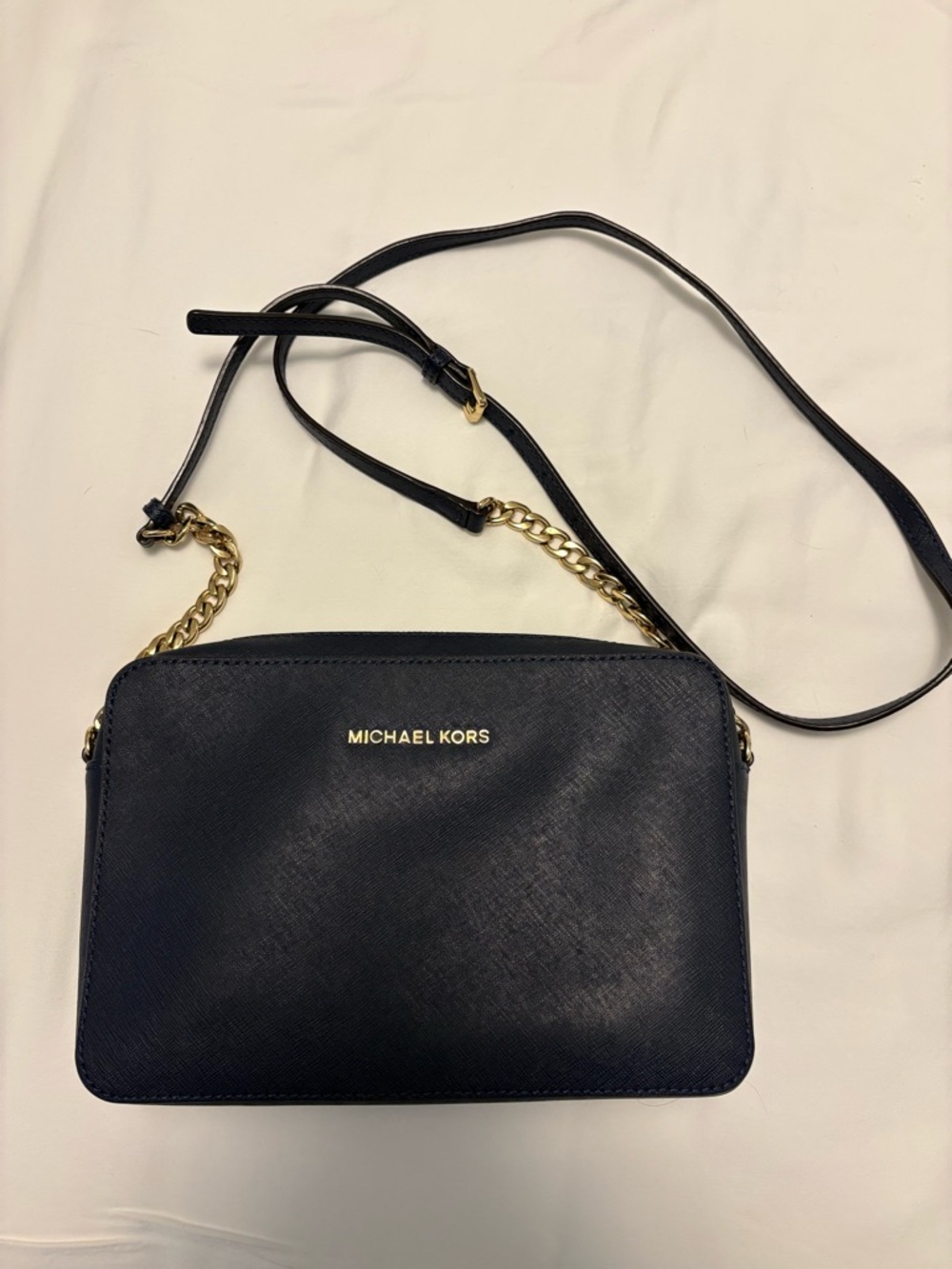 Michael Kors Navy Jet Set Saffiano Leather Crossbody Bag